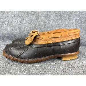 Cabelas Duck Shoes Womens Size 9 Brown Rubber Leather Bean Boot Moc Slip On